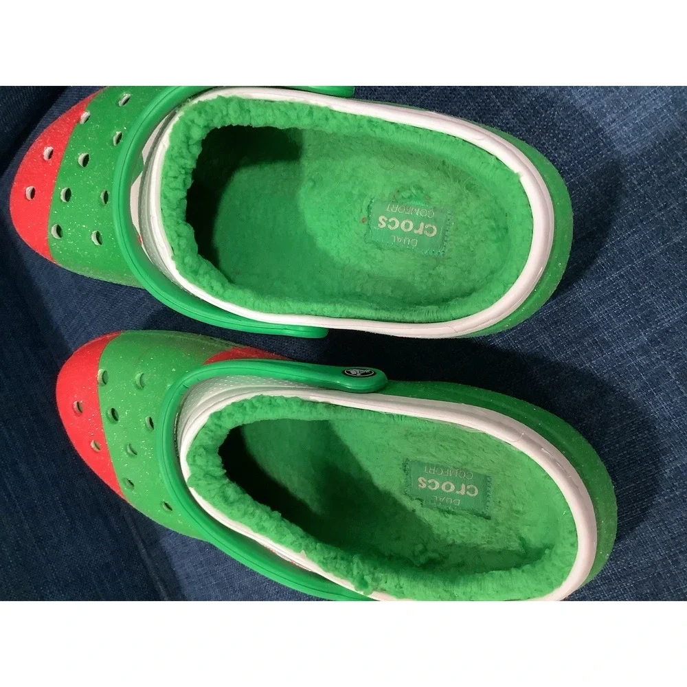 Holiday Christmas Fur Lined Elf Crocs Classic Lined Clogs Shoes Size Men 13